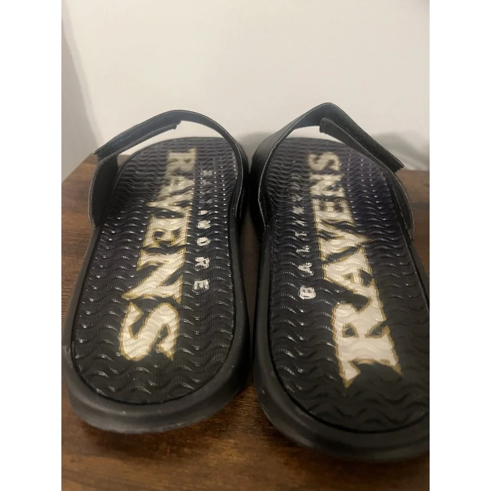 Men's Baltimore Ravens Slide Sandals Black Size M 9–10 NFL‎